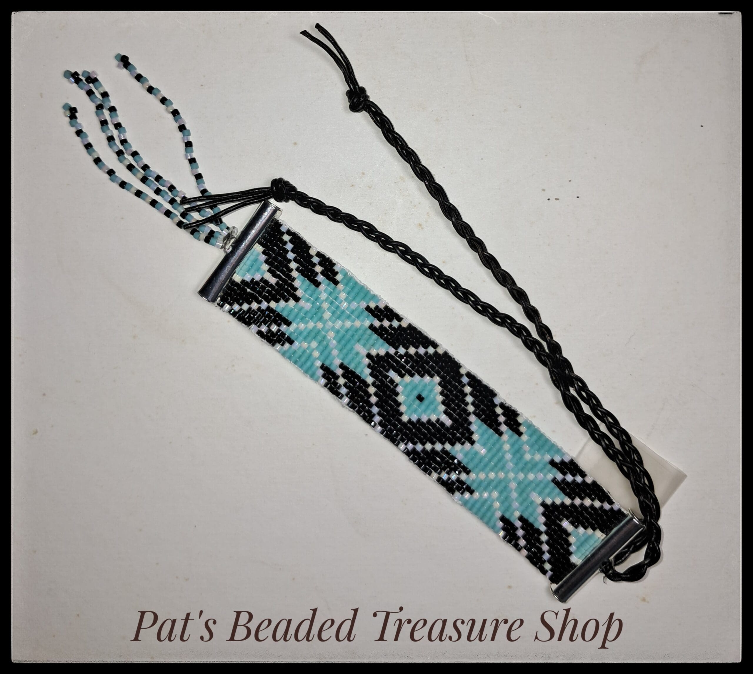 Turquoise black beaded bookmark, unique handmade reader accessory Turquoise black beaded bookmark, unique handmade reader accessory