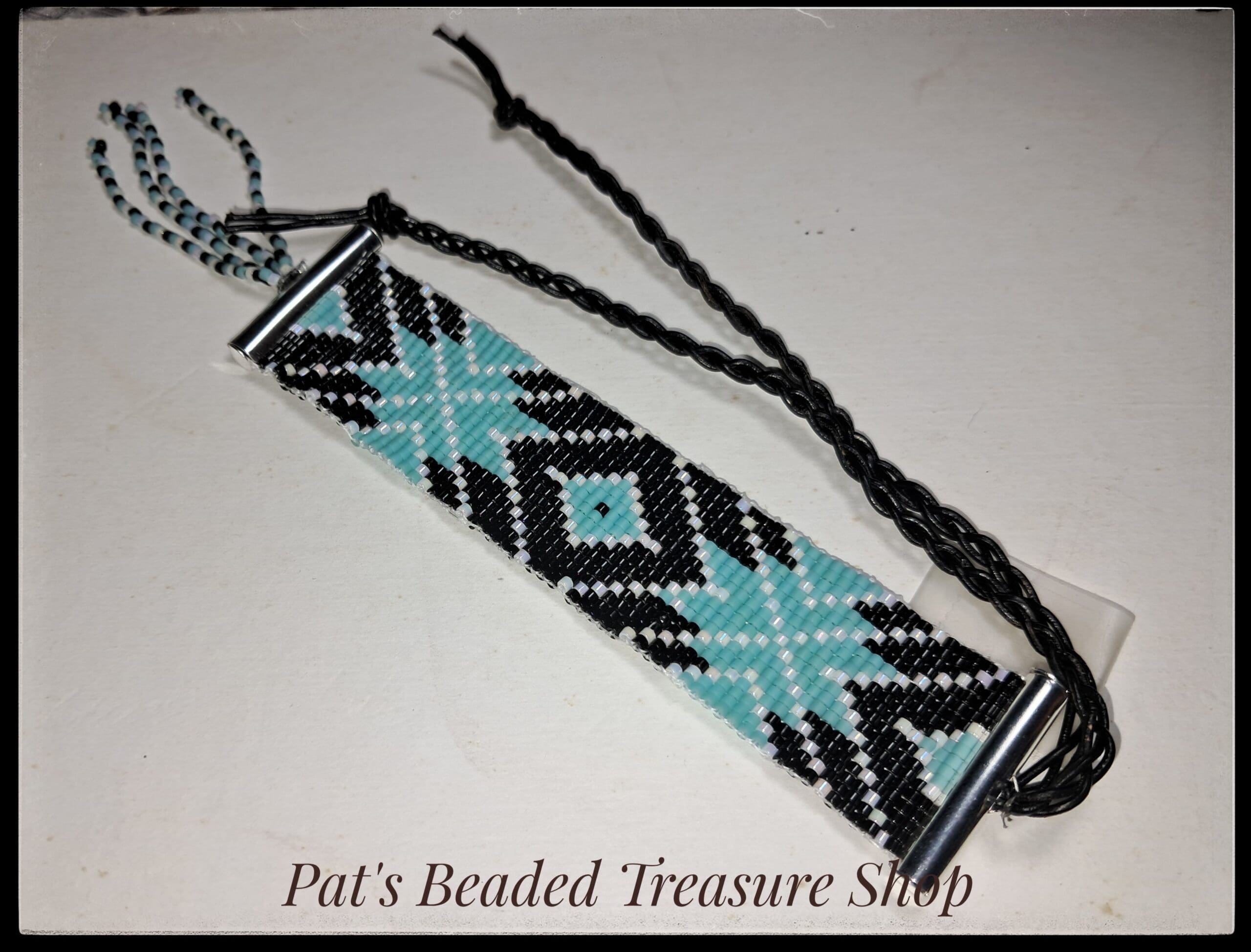 Turquoise black beaded bookmark, unique handmade reader accessory Turquoise black beaded bookmark, unique handmade reader accessory - image 3
