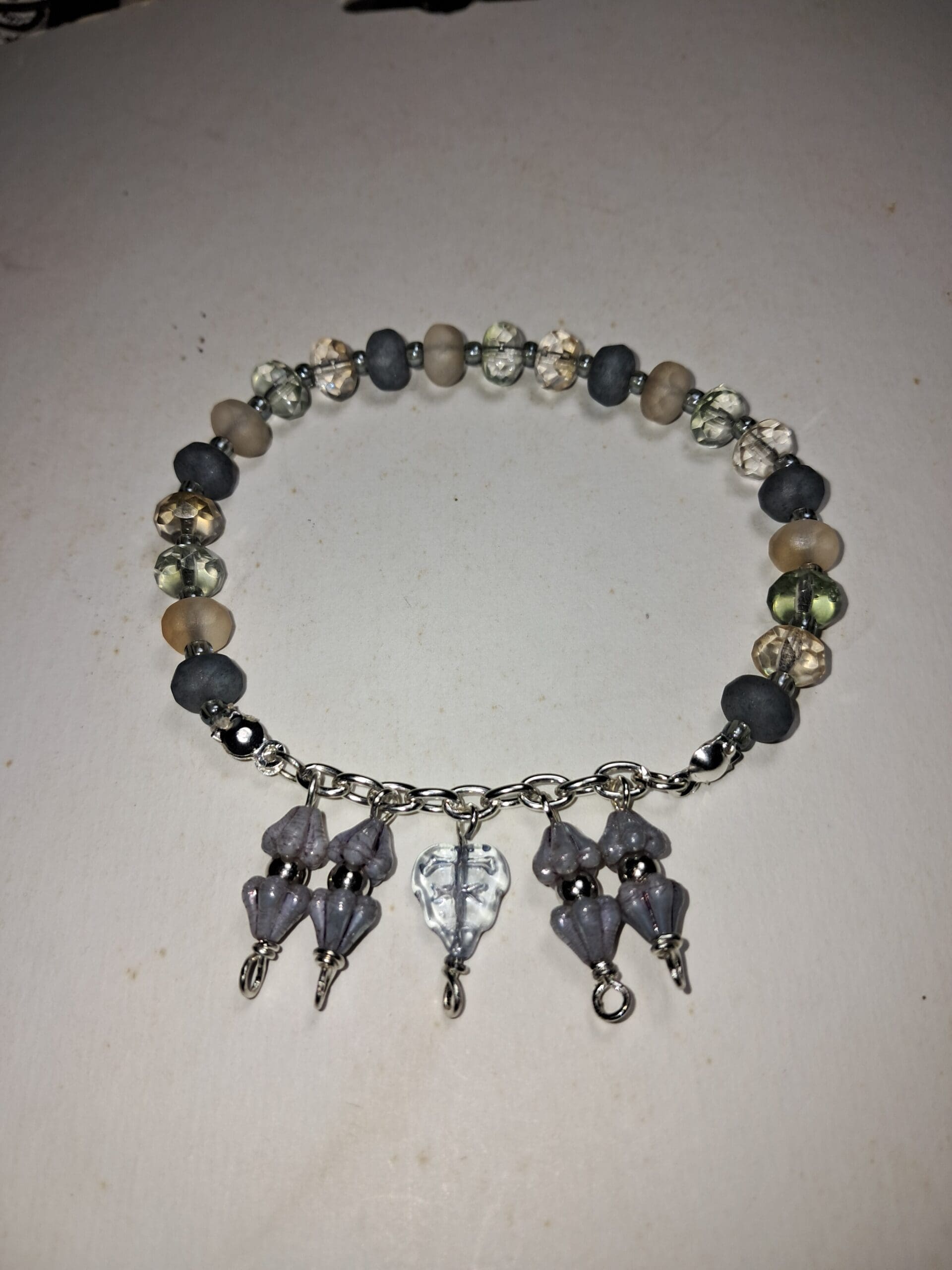 Boho charm bracelet with frosted glass beads and dangle accents Boho charm bracelet with frosted glass beads and dangle accents - image 3