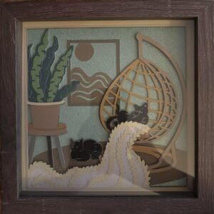 Boho Swing Cats Shadow Box