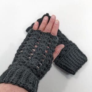 Crochet fingerless black glove accessories selections