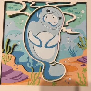 Cute manatee shadow box