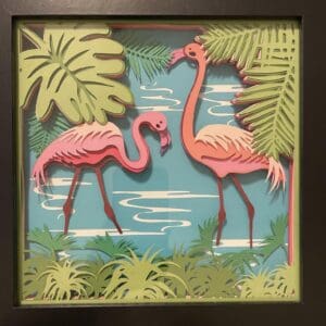 Flamingo Couple Shadow Box