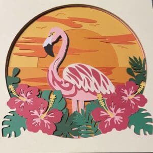 Flamingo Hibiscus Shadow Box