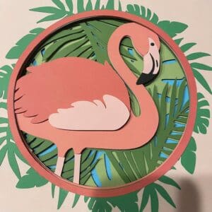 Flamingo Palm Leaf Shadow Box