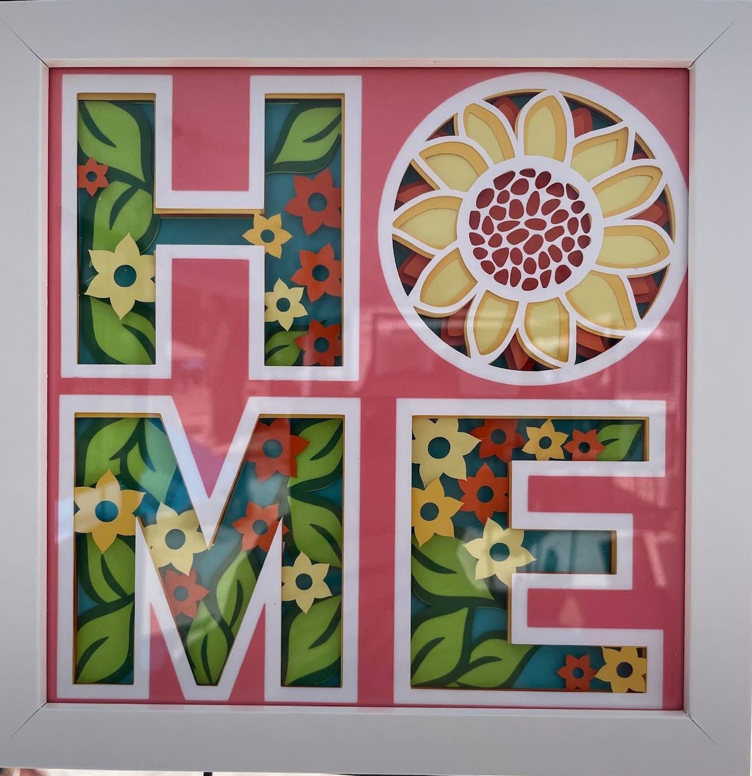 Sunflower home shadow box handcrafted farmhouse wall decor Sunflower home shadow box