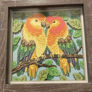 Lovebird couple shadow box