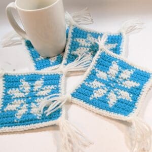 Snowflake Winter Crochet Coaster Set