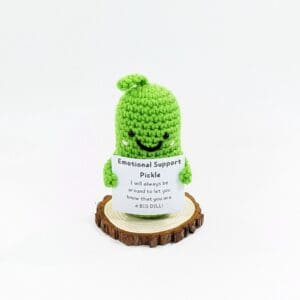 Emotional support crochet pickle decor