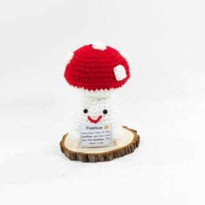 Positive mushroom crochet gift decor