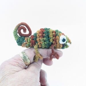 Crochet chameleon finger pet toy