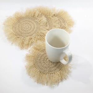 Boho tan coaster crochet set