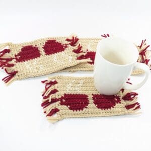 Red Cup Crochet Mug Rug Set