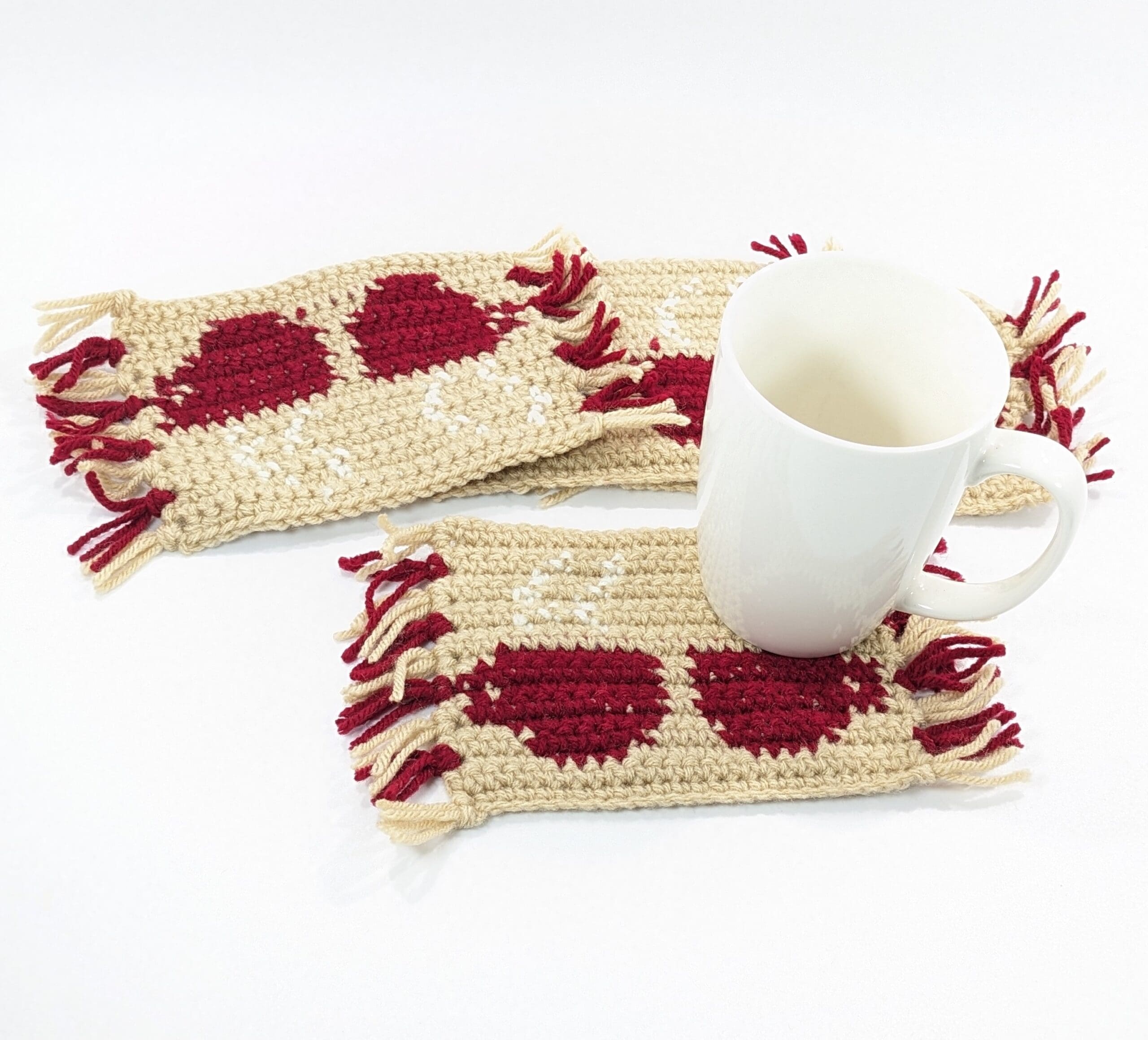 Red cup crochet mug rug set Red cup crochet mug rug set