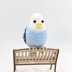 Blue parakeet crochet bird home decor