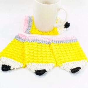Crochet School Pencil Coaster Set