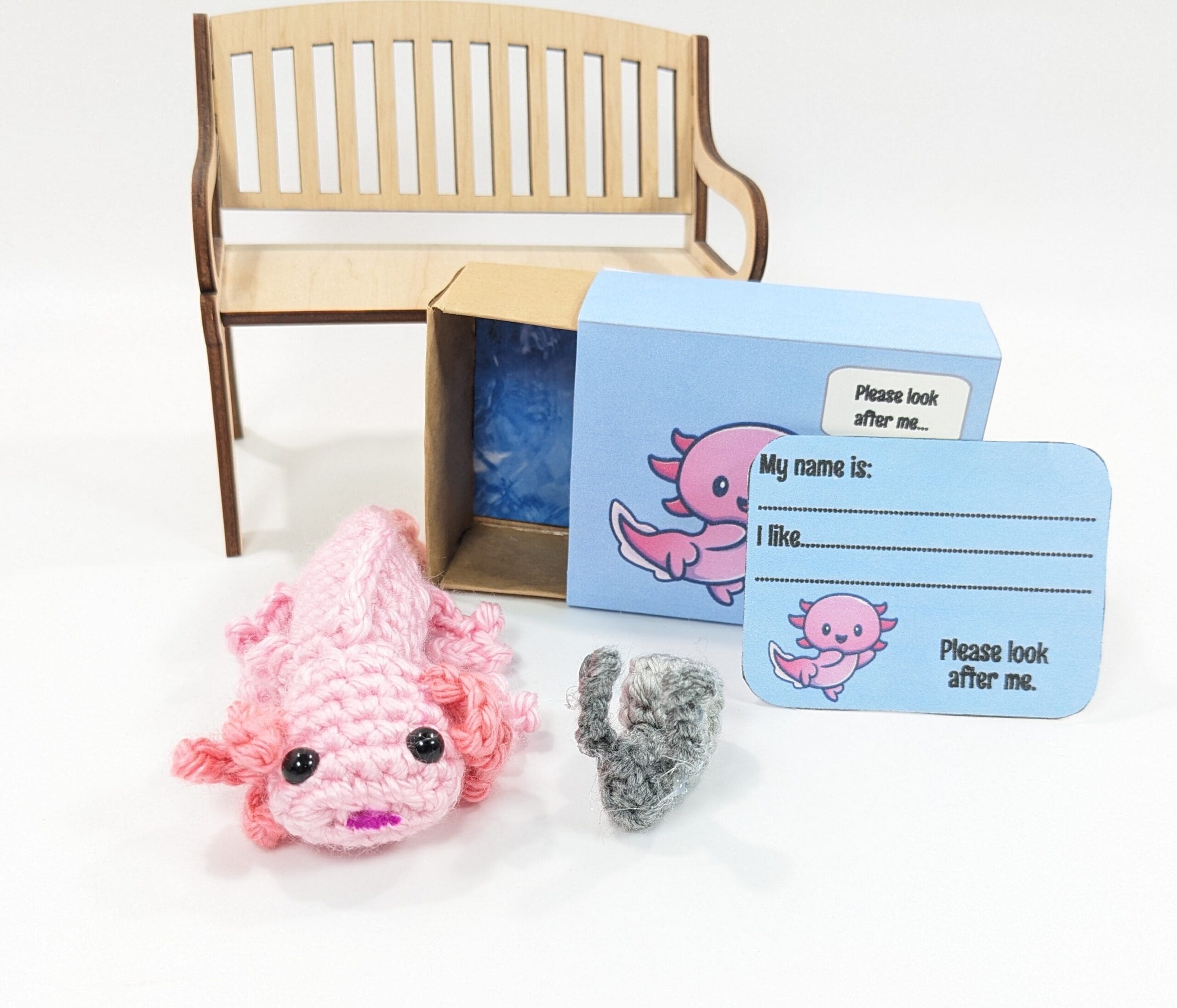 Matchbox mini axolotl crochet toy pet Matchbox mini axolotl crochet toy pet