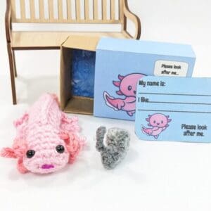 Matchbox mini axolotl crochet toy pet