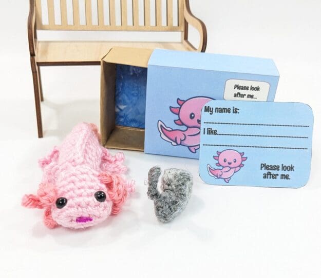 Matchbox mini axolotl crochet toy pet Matchbox mini axolotl crochet toy pet