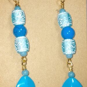 Timeless Blue Acrylic Dangle Earrings With Gold Plated Ear Wires