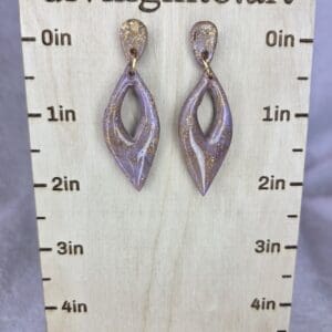Polymer Clay Dangle Earrings Lavender Gold Foil
