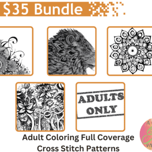Adult Coloring Cross Stitch Pattern Bundle