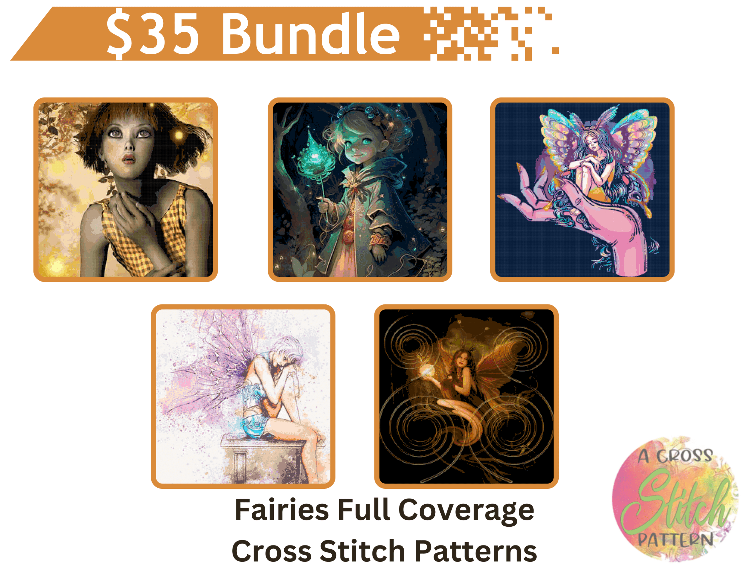 Fairies cross stitch pattern bundle by a cross stitch pattern Fairies cross stitch pattern bundle