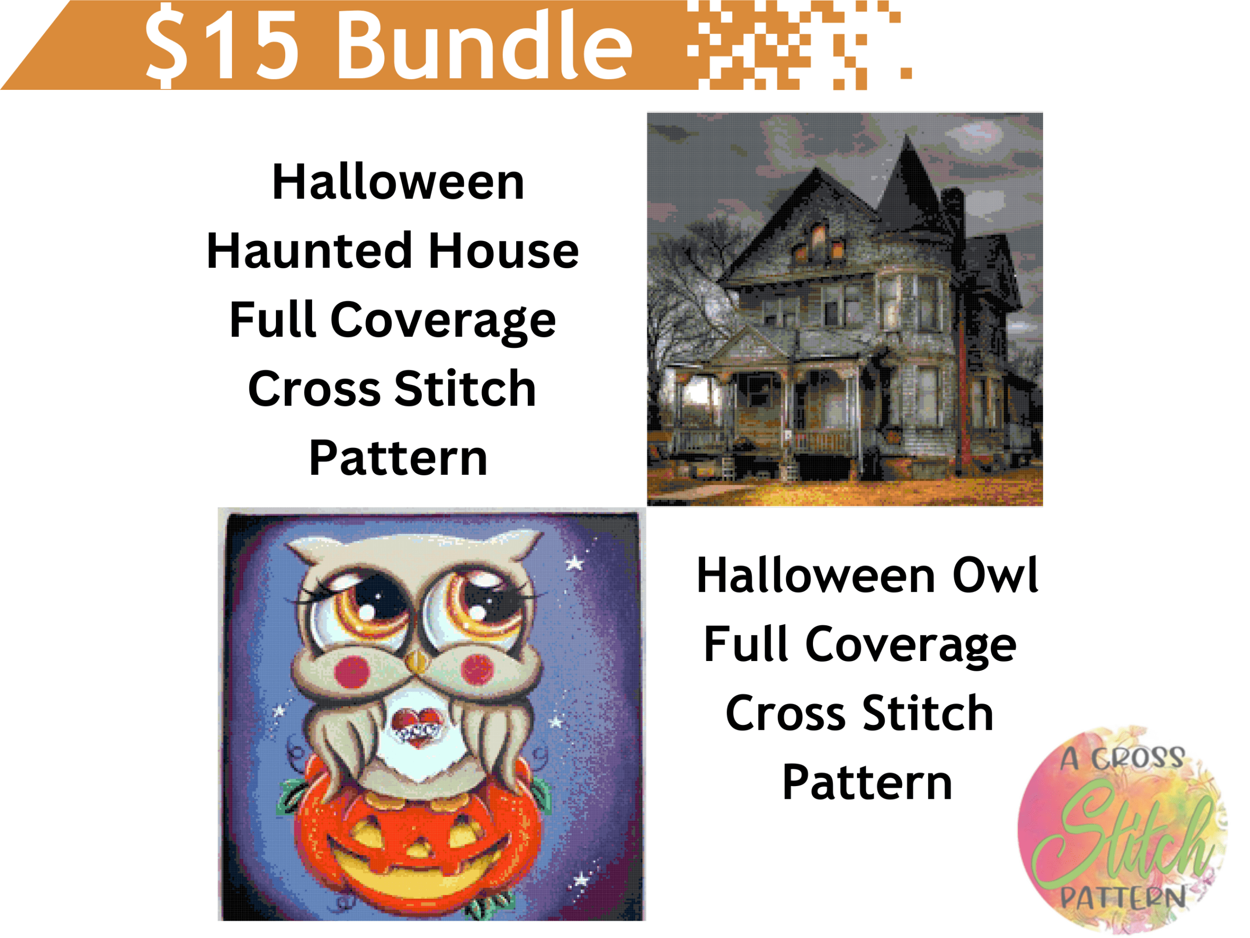 Halloween cross stitch pattern bundle by a cross stitch pattern Halloween cross stitch pattern bundle