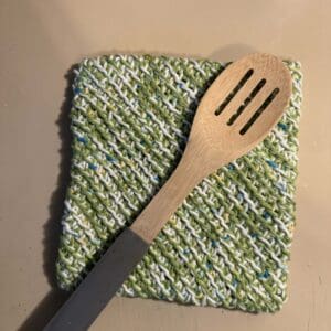 Beautiful Green and White Crochet Potholder