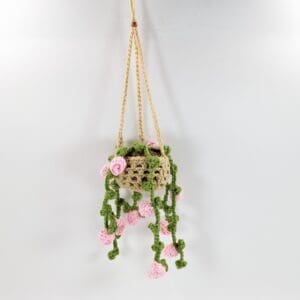 Pink Flower String Of Pearls Crochet Plant