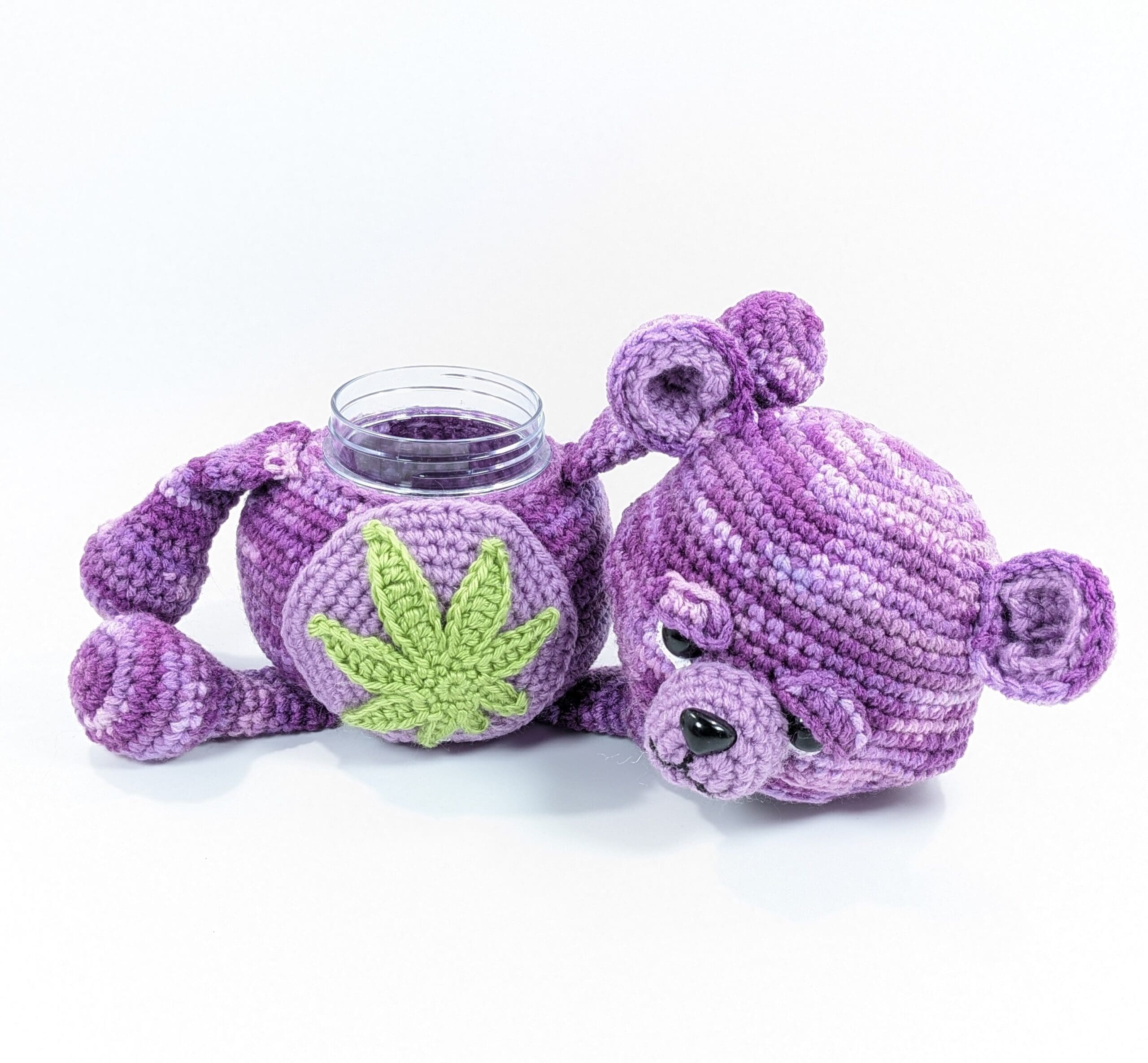 Don't care bear crochet stash jar Don't care bear crochet stash jar