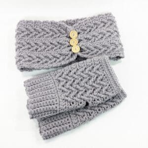 Crochet grey winter accessory set