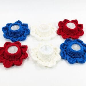 Patriotic Tea Light Crochet Holder Set