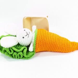 Mini bunny & carrot bed plush crochet toy