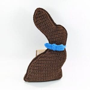 Plush crochet chocolate bunny toy