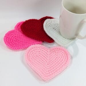 Heart Shape Crochet Coaster Set