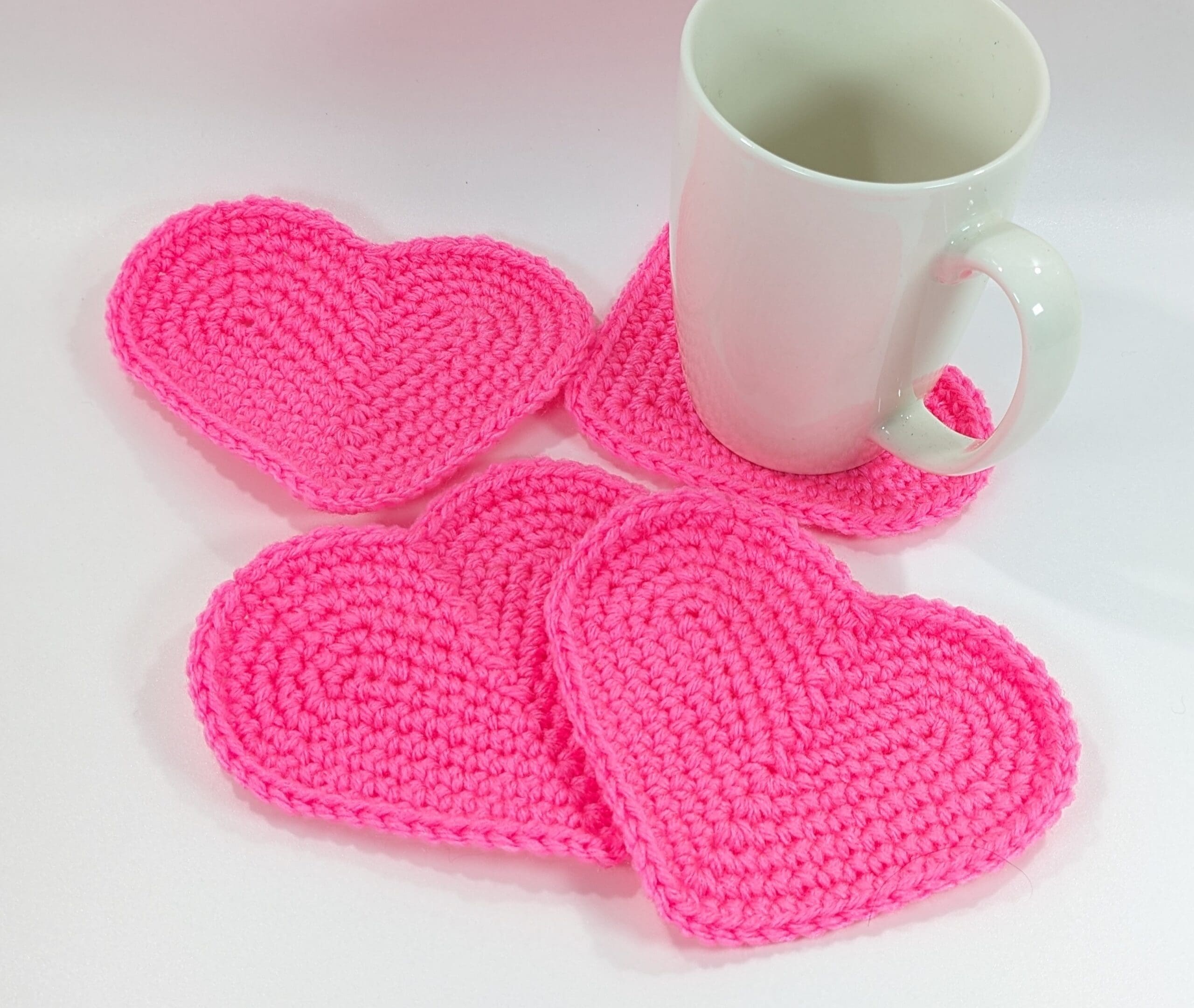 Heart shape crochet coaster set Heart shape crochet coaster set