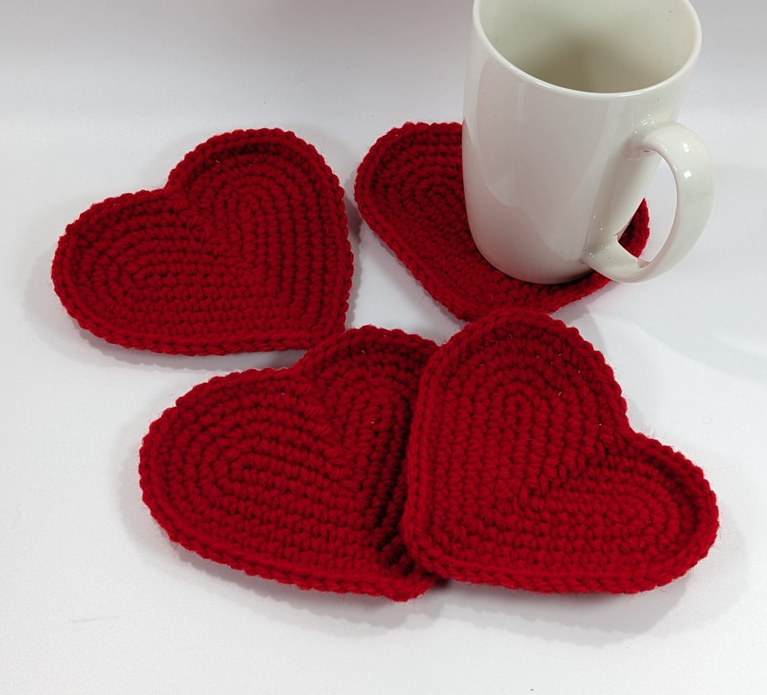 Heart shape crochet coaster set Heart shape crochet coaster set