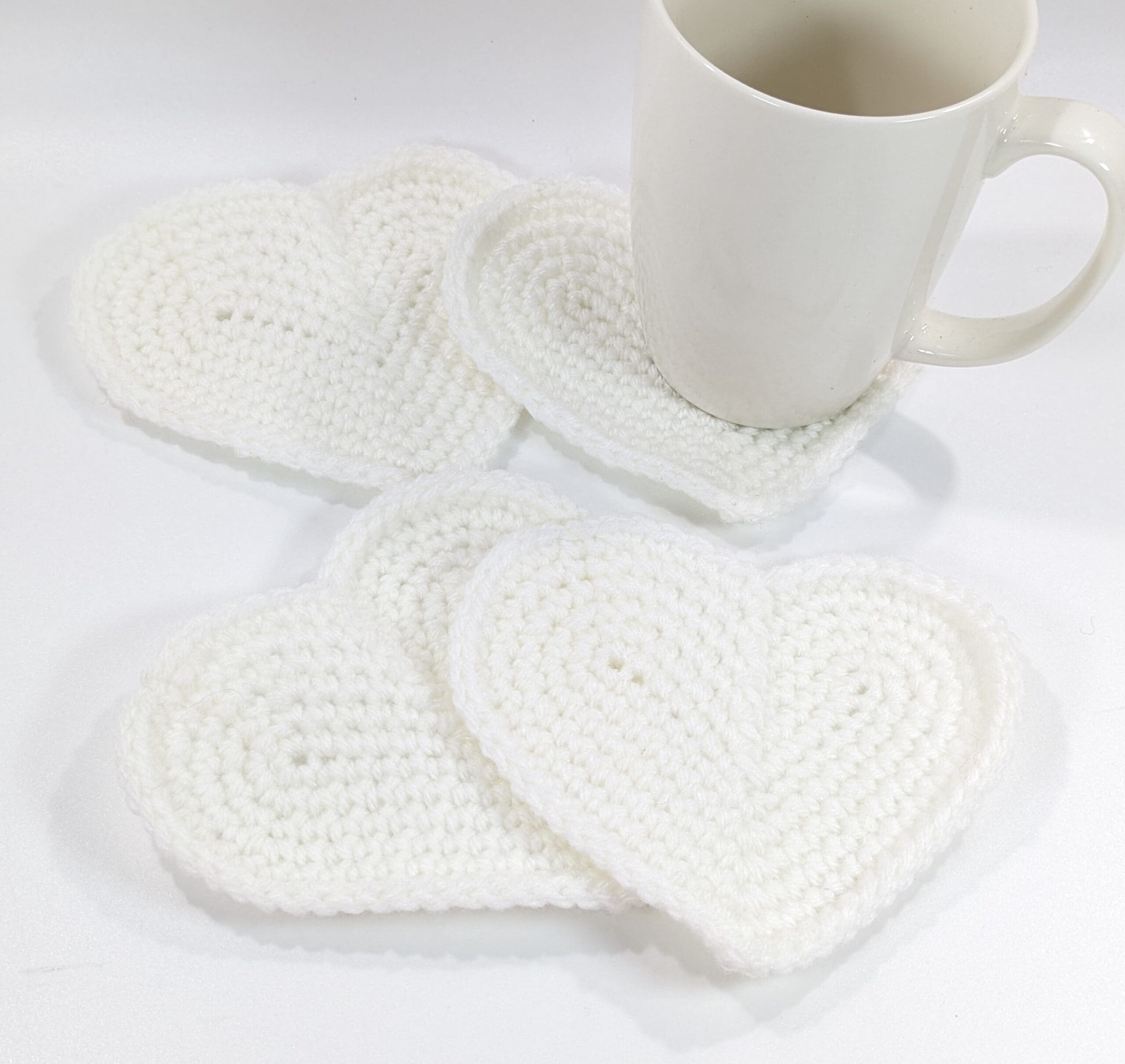 Heart shape crochet coaster set Heart shape crochet coaster set