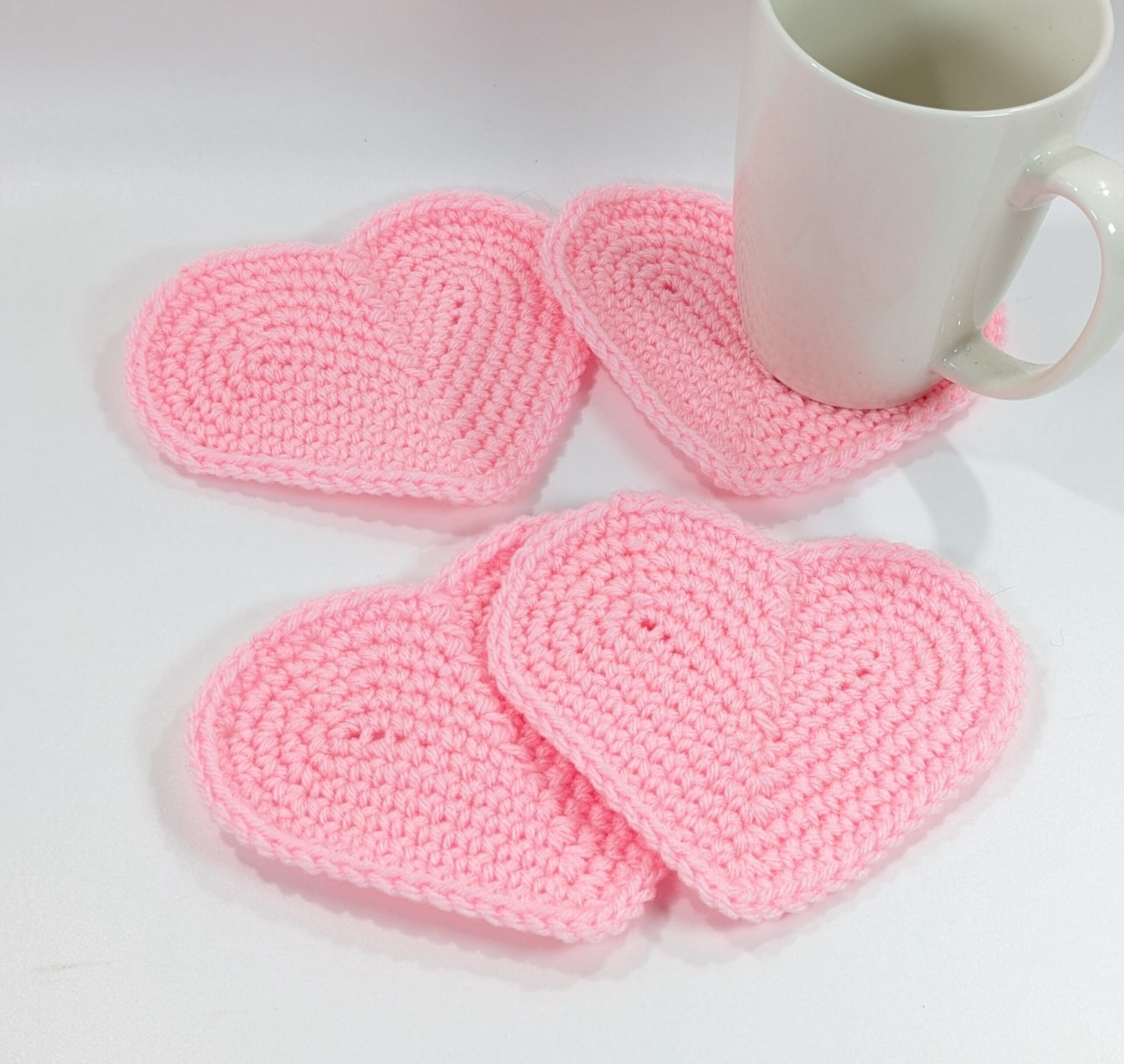 Heart shape crochet coaster set Heart shape crochet coaster set