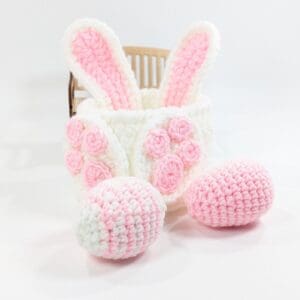 Crochet Bunny Bowl & Eggs Easter Decor