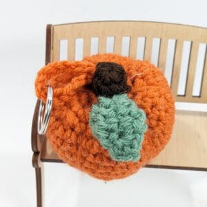 Crochet fall pumpkin plush keyring