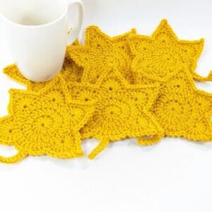 Fall Leaf Coaster Gold Crochet Set