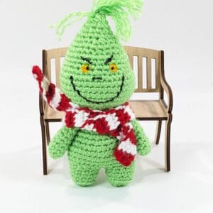 Green Grumpy Elf Crochet Holiday Doll