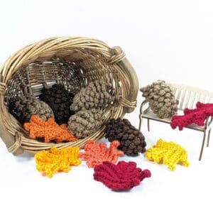Pine Cones & Fall Leaves Crochet Decor