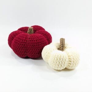 Pumpkin Medium Burgundy & Cream Fall Crochet