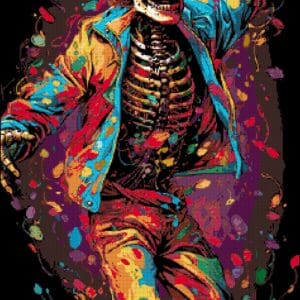 Colorful Skeleton Party Cross Stitch Pattern