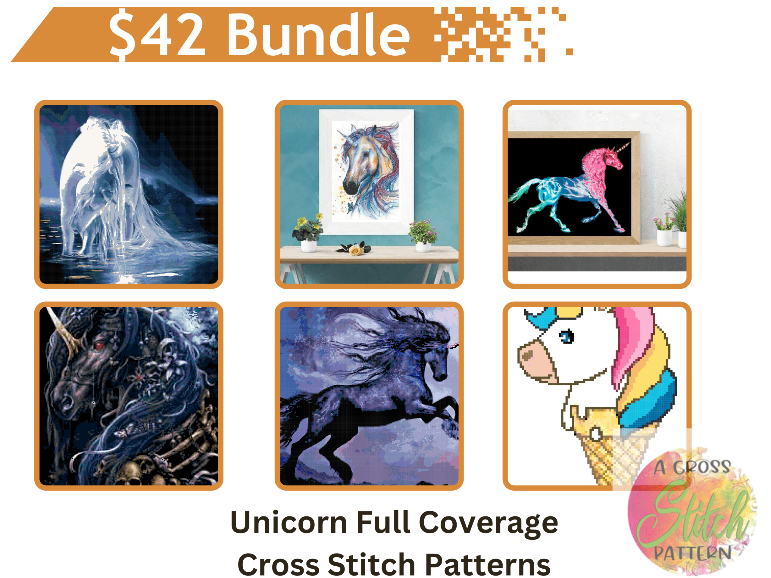 Unicorn cross stitch pattern bundle by a cross stitch pattern Unicorn cross stitch pattern bundle