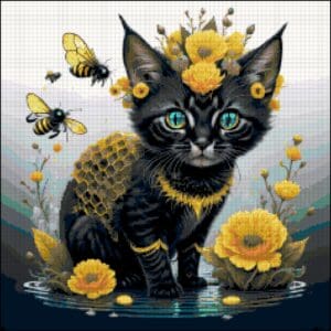 Bee kitten cross stitch pattern