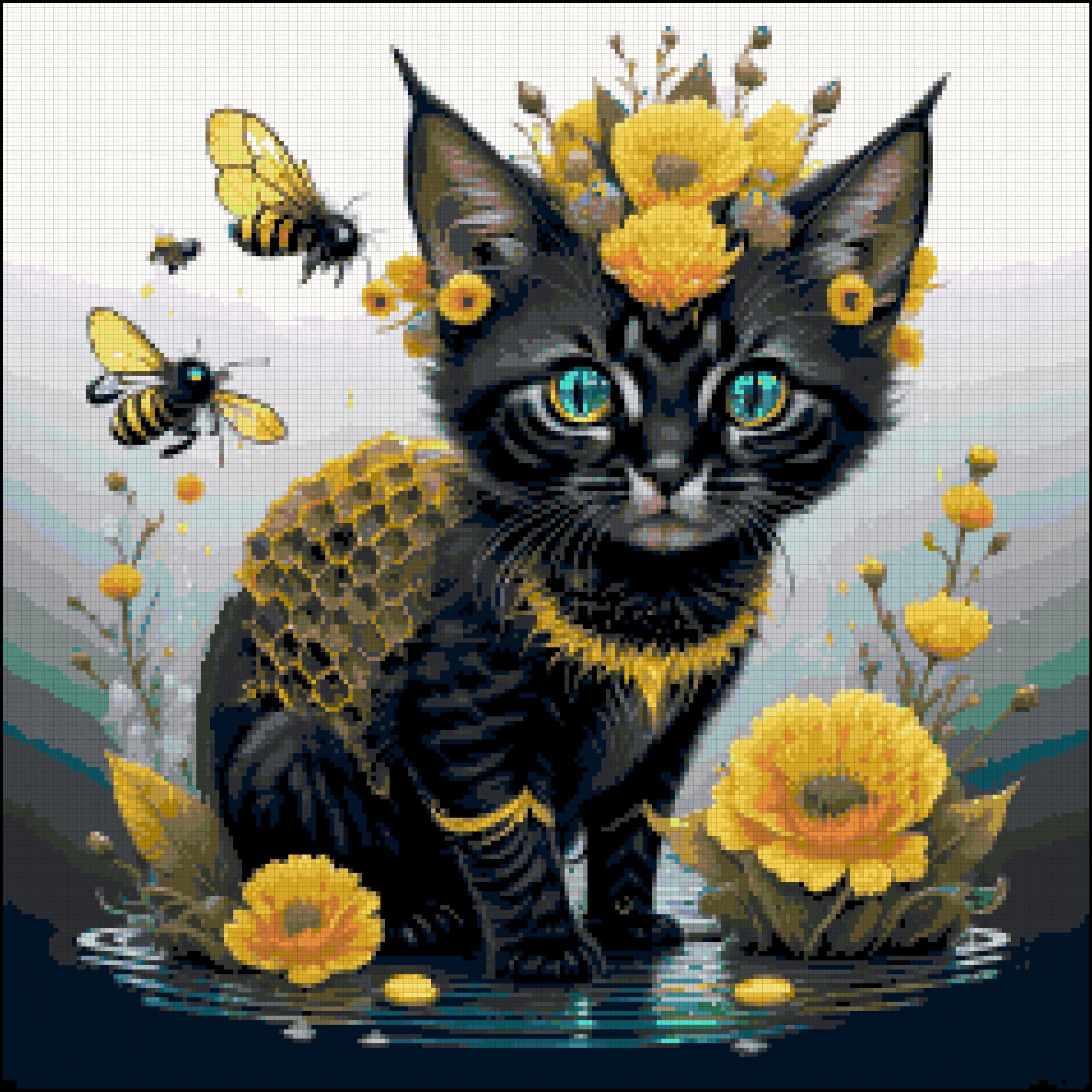 Bee kitten cross stitch pattern Bee kitten cross stitch pattern